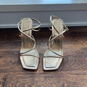 Schutz gold strappy heel